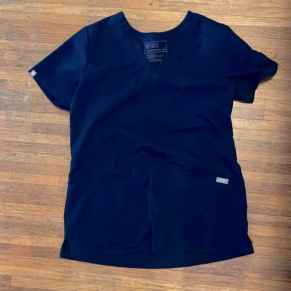 Figs Scrub Top™ Navy Blue Figs Extra Small Casma Three-Pocket - Picture 3 of 5